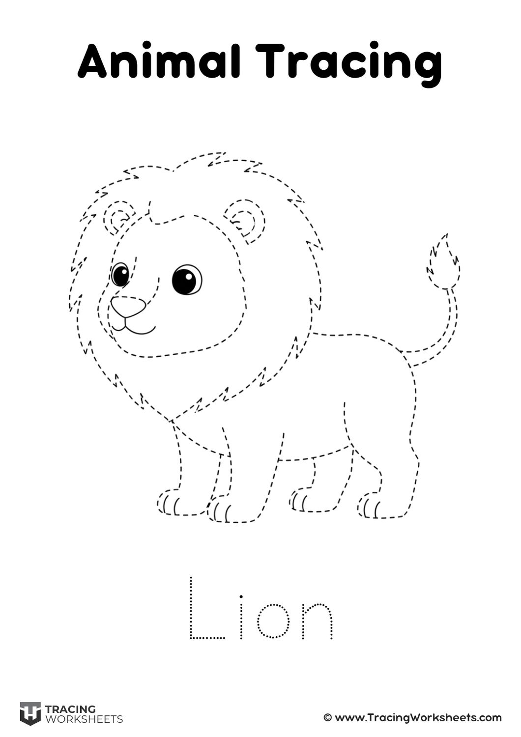 Lion tracing worksheet