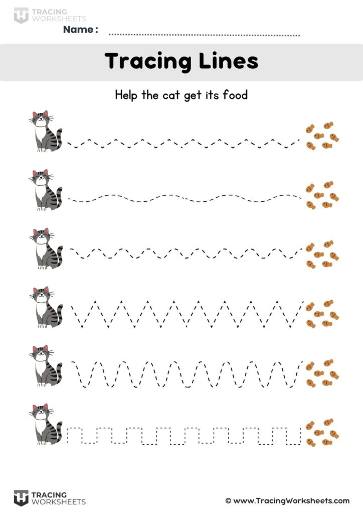 Trace a Cat Worksheets for Kids | Free Download