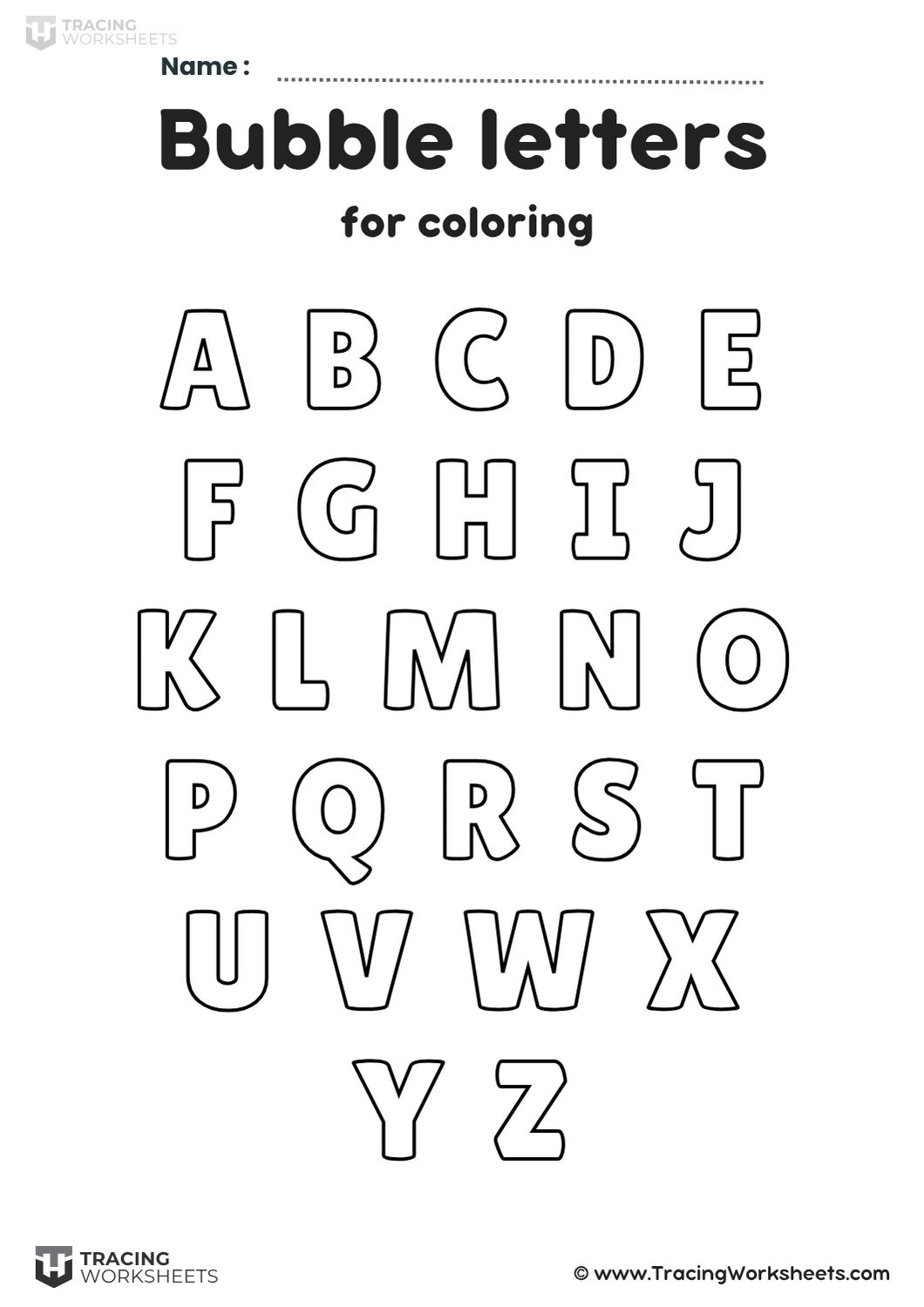 Bubble Letters for Coloring