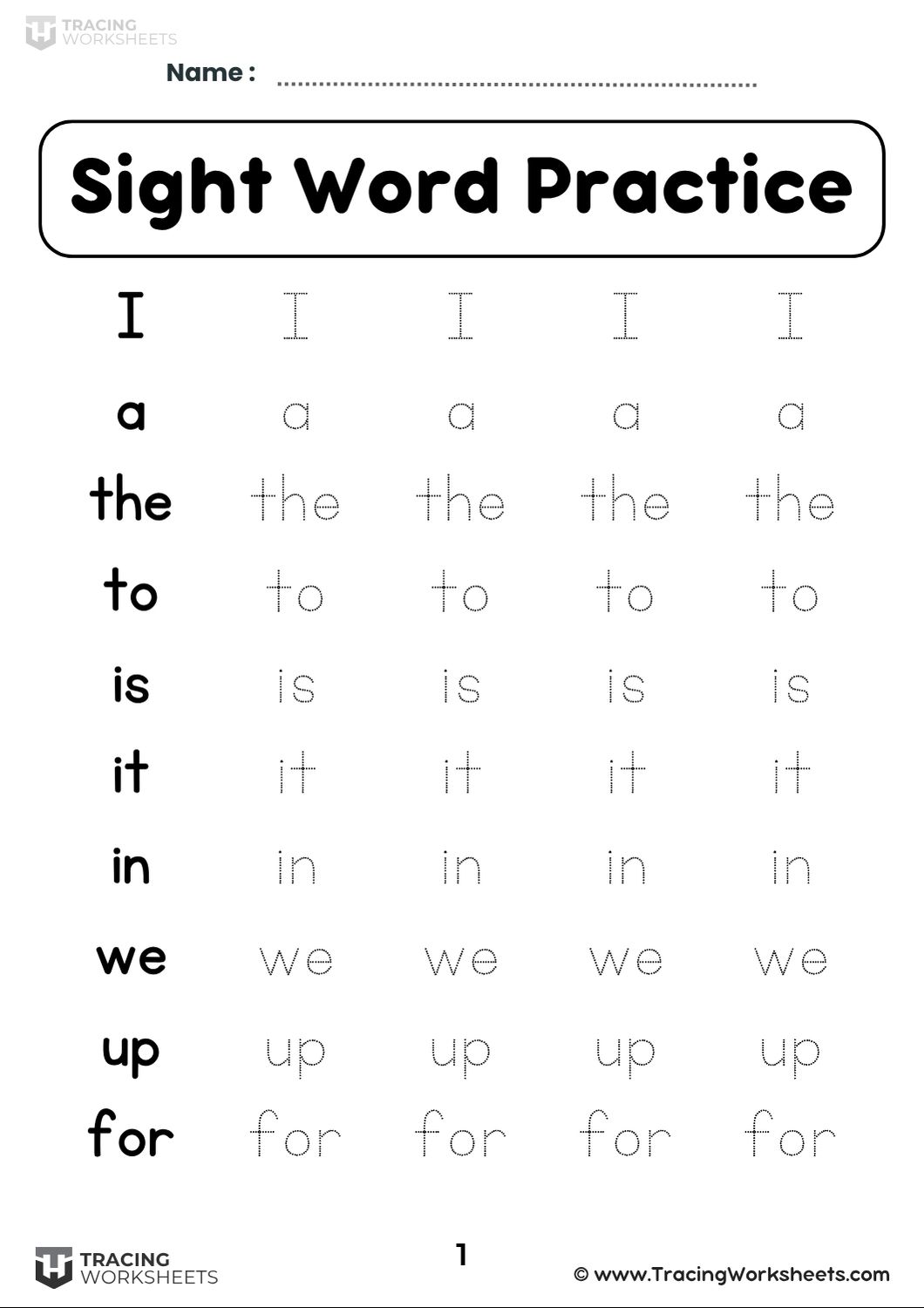 Preschool Sight Word Practice Preschool Sight Word Practice