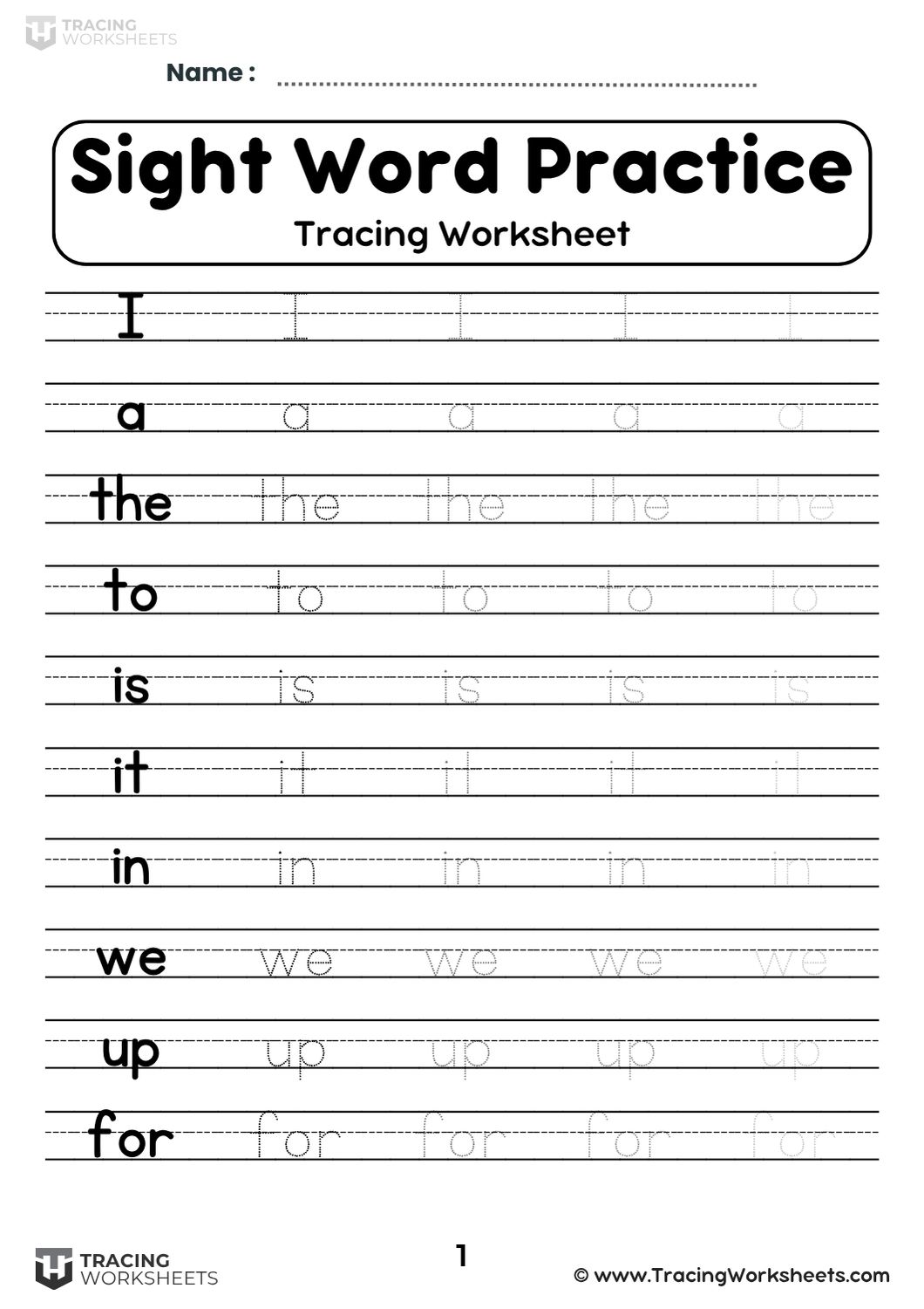 Preschool sight word practice worksheets Preschool sight word practice worksheets