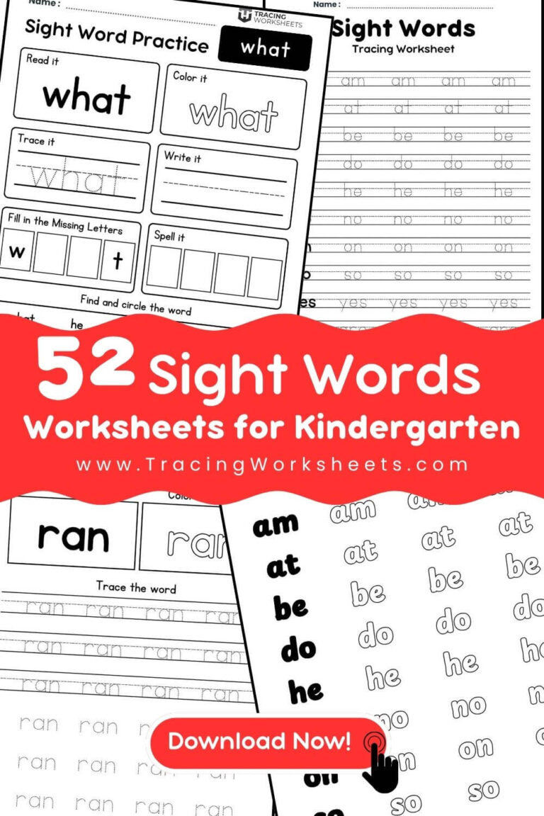 Kindergarten Sight Word Worksheets